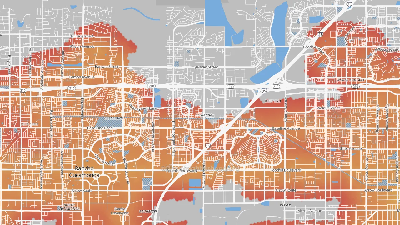 Transit Grade map of 91739, CA