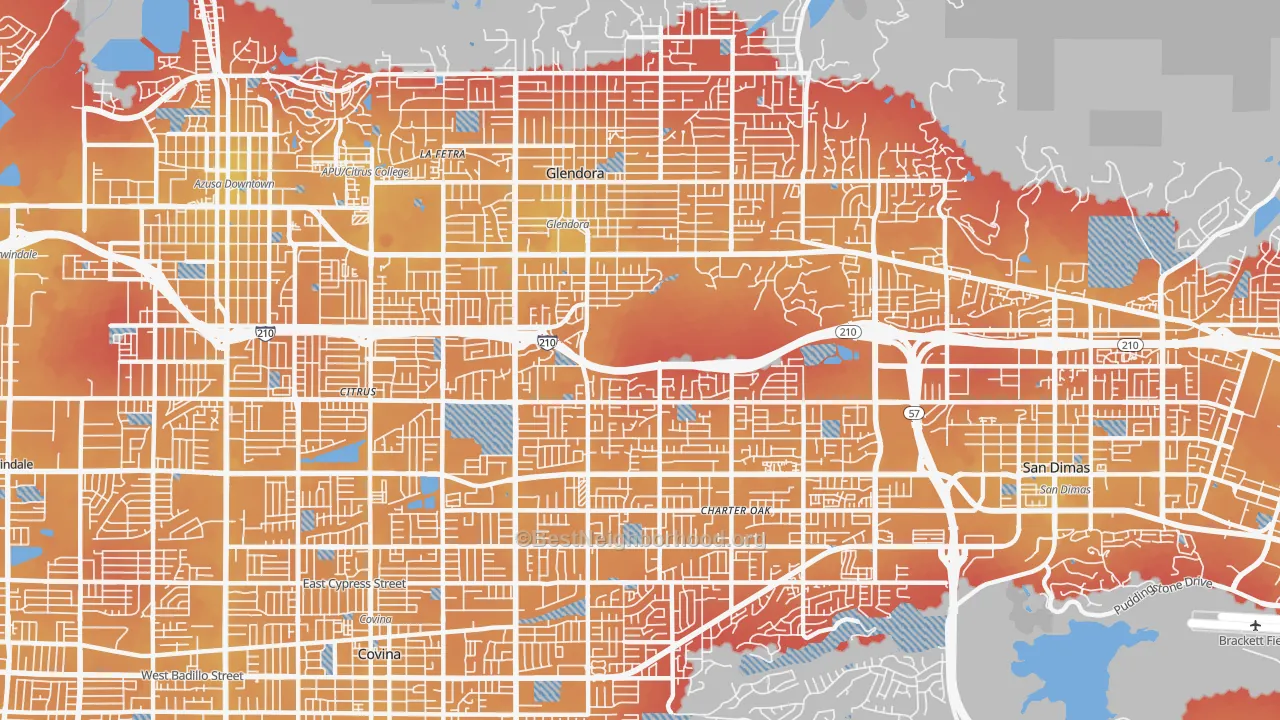 Transit Grade map of 91740, CA