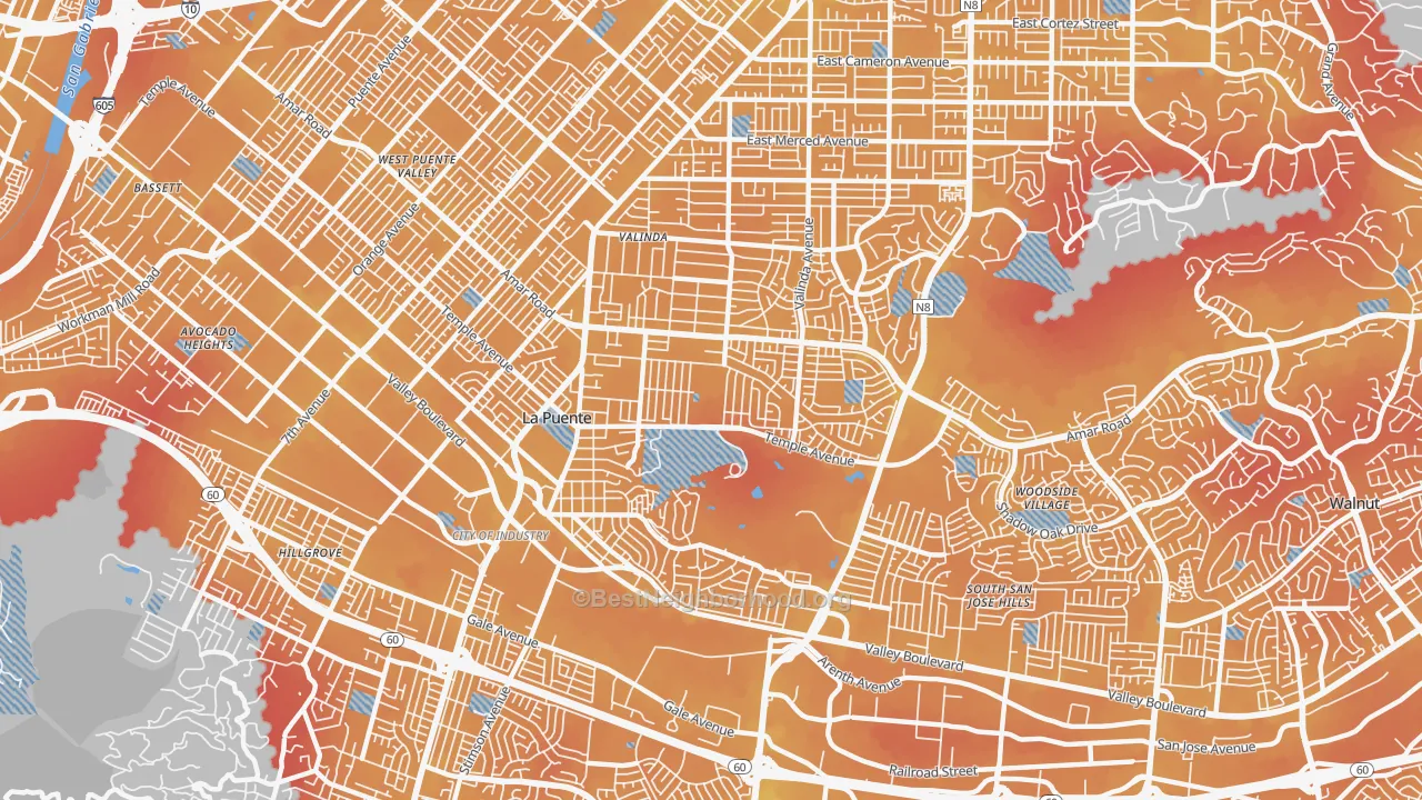 Transit Grade map of 91744, CA