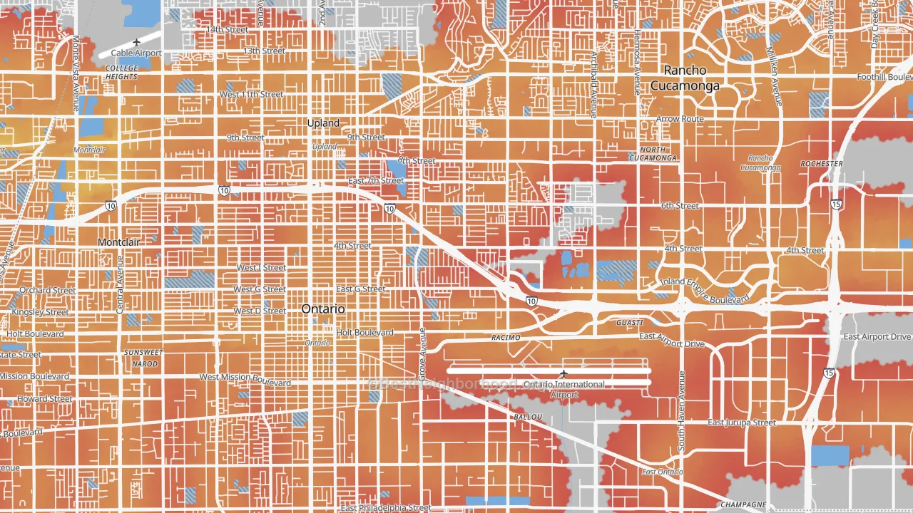 Transit Grade map of 91764, CA