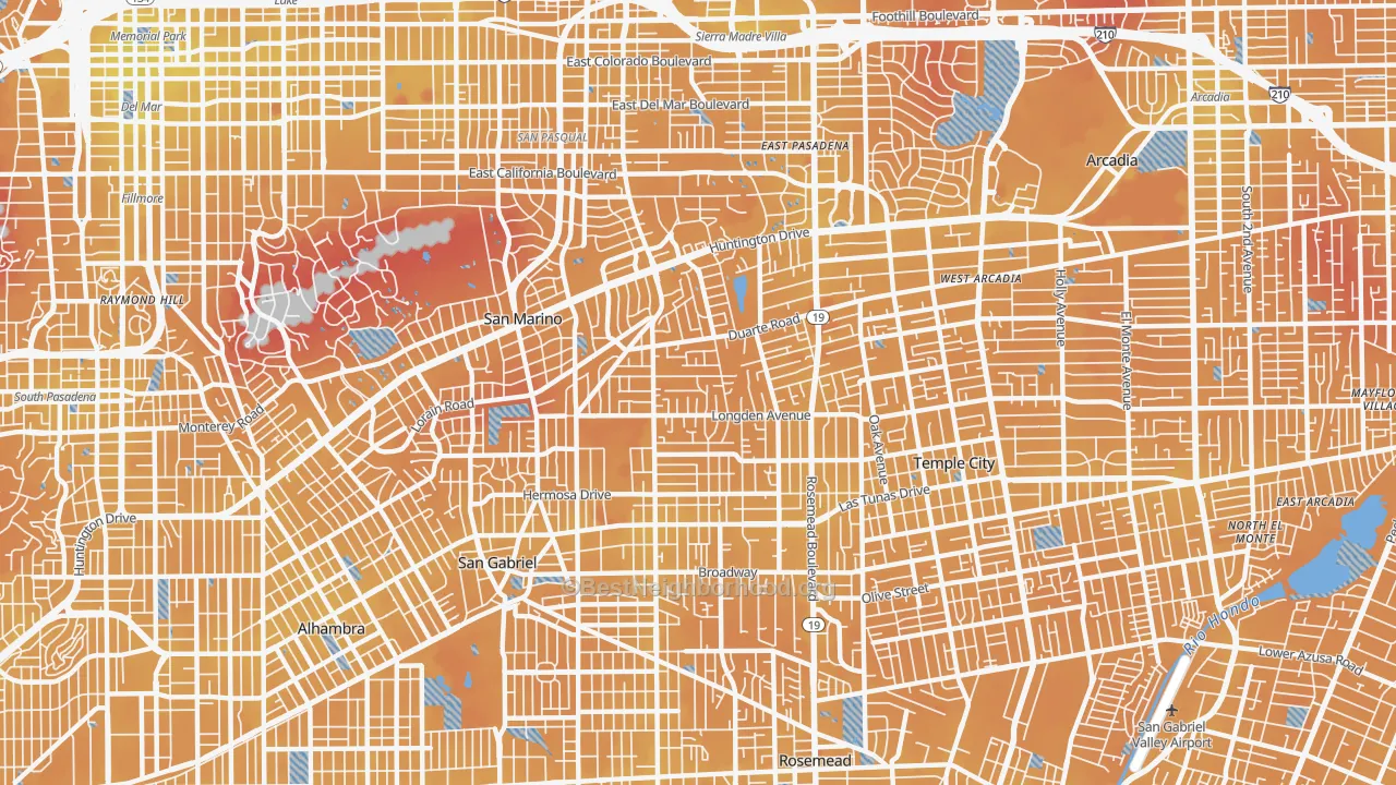 Transit Grade map of 91775, CA