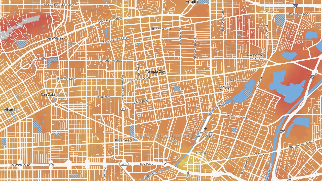 Transit Grade map of 91780, CA