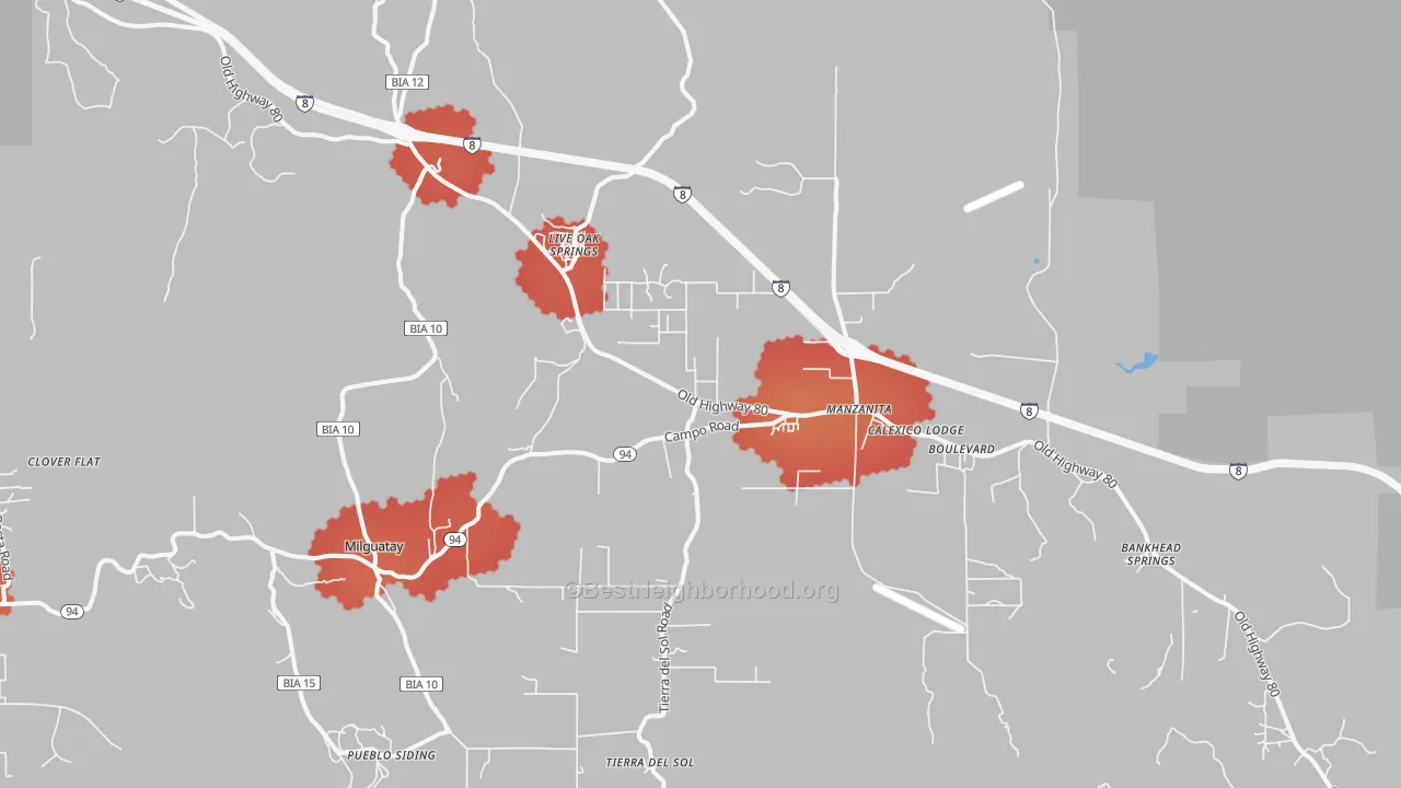 Transit Grade map of 91905, CA