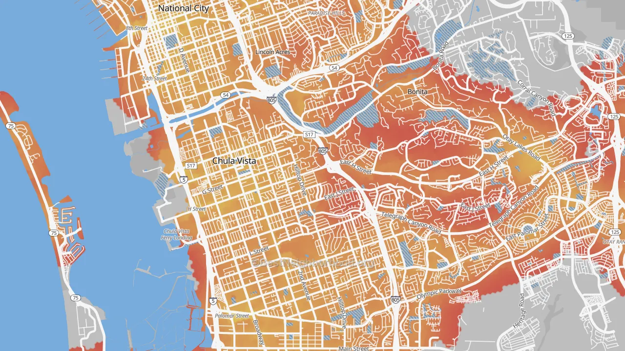 Transit Grade map of 91910, CA