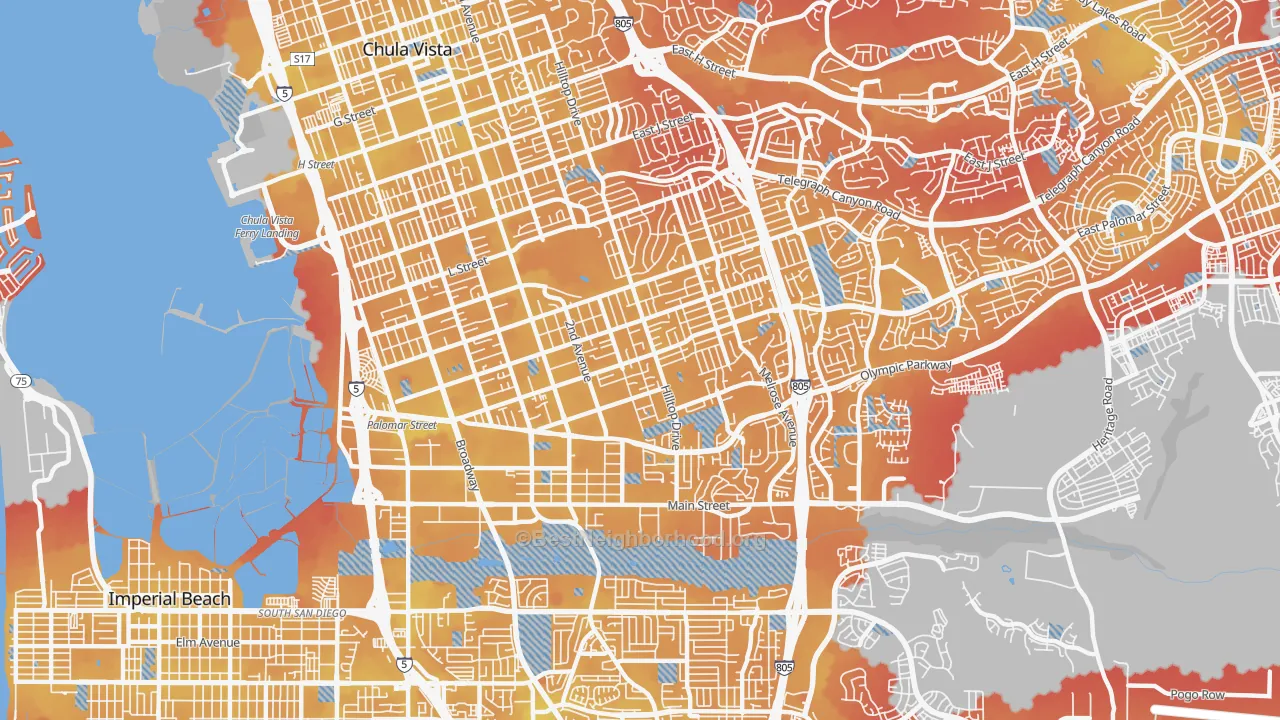 Transit Grade map of 91911, CA