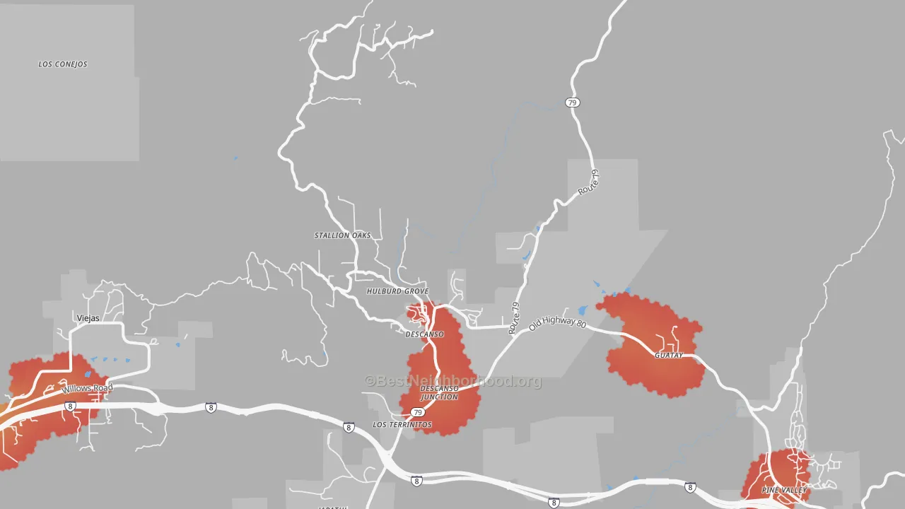 Transit Grade map of 91916, CA