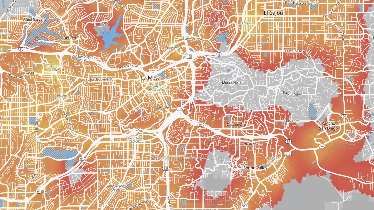 Transit Grade map of 91941, CA
