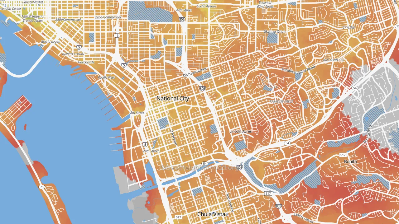 Transit Grade map of 91950, CA