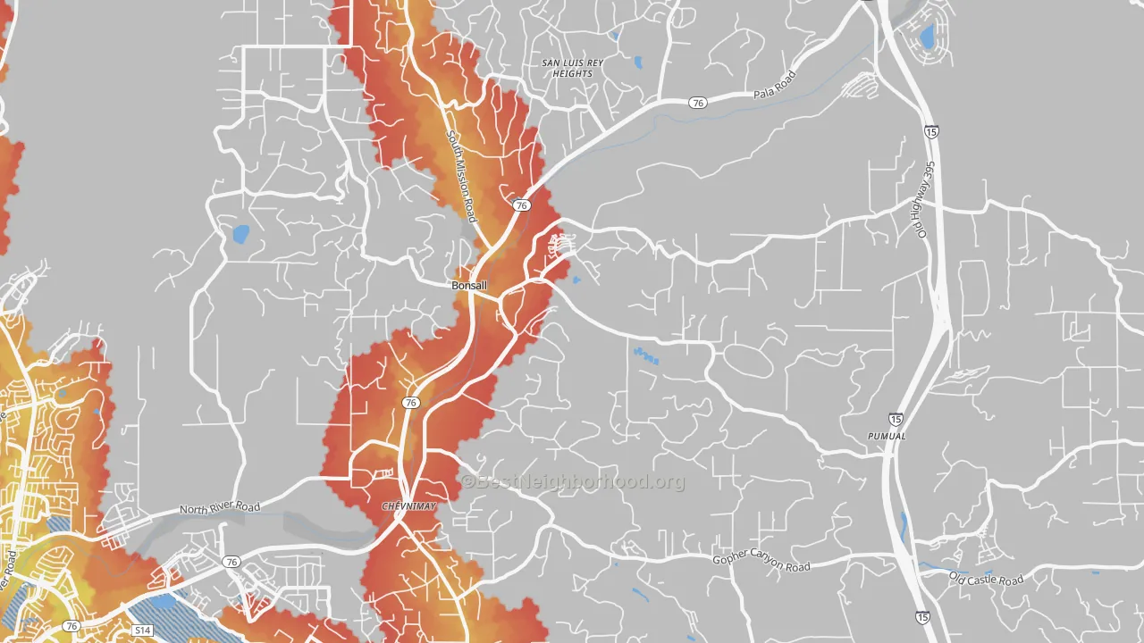 Transit Grade map of 92003, CA