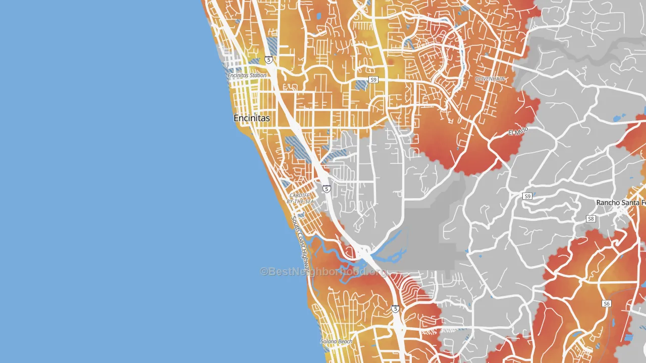 Transit Grade map of 92007, CA