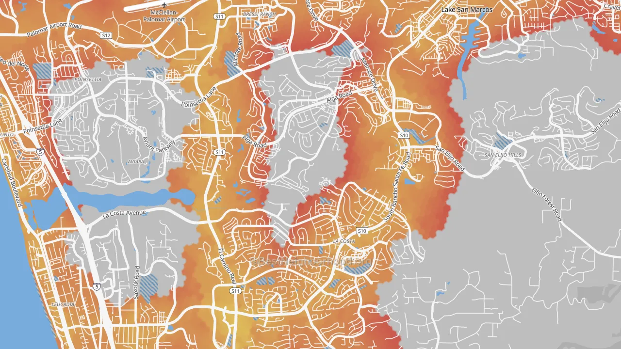 Transit Grade map of 92009, CA