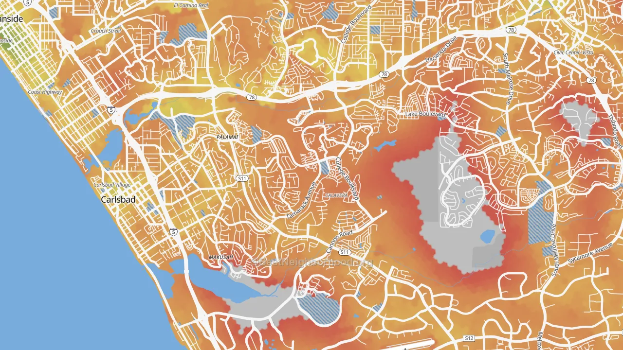 Transit Grade map of 92010, CA