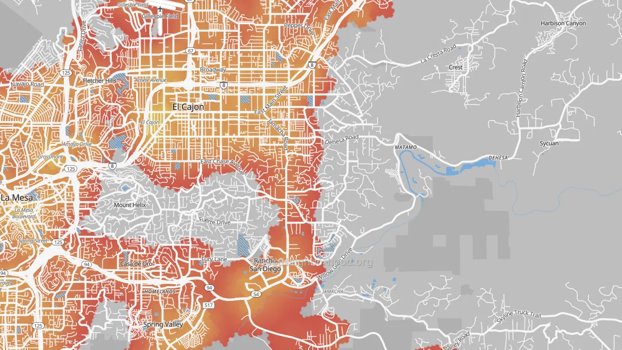 Transit Grade map of 92019, CA