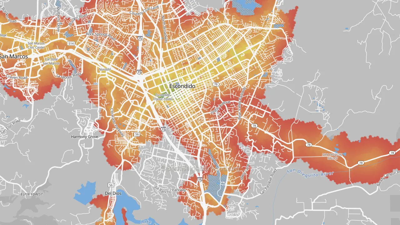 Transit Grade map of 92025, CA