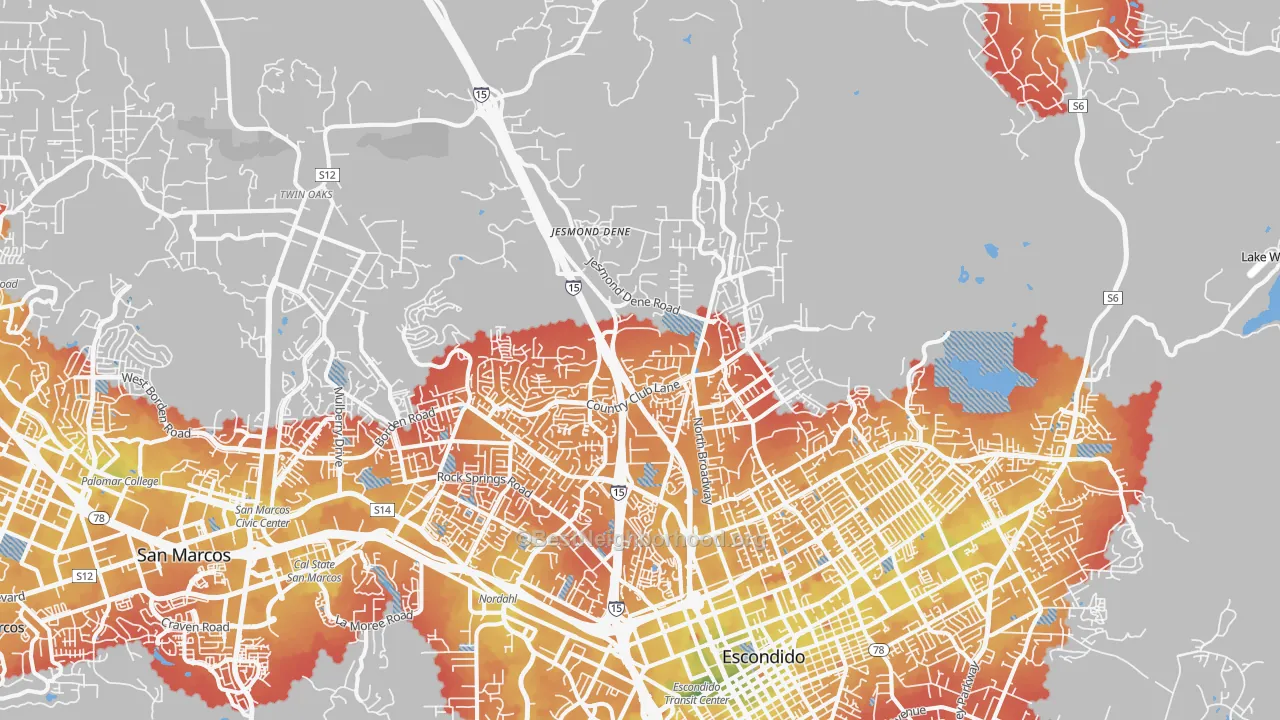 Transit Grade map of 92026, CA
