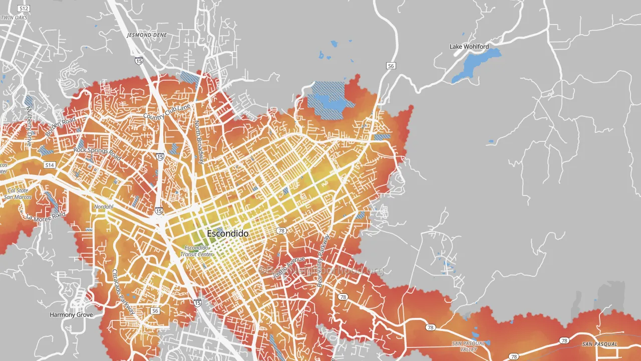 Transit Grade map of 92027, CA