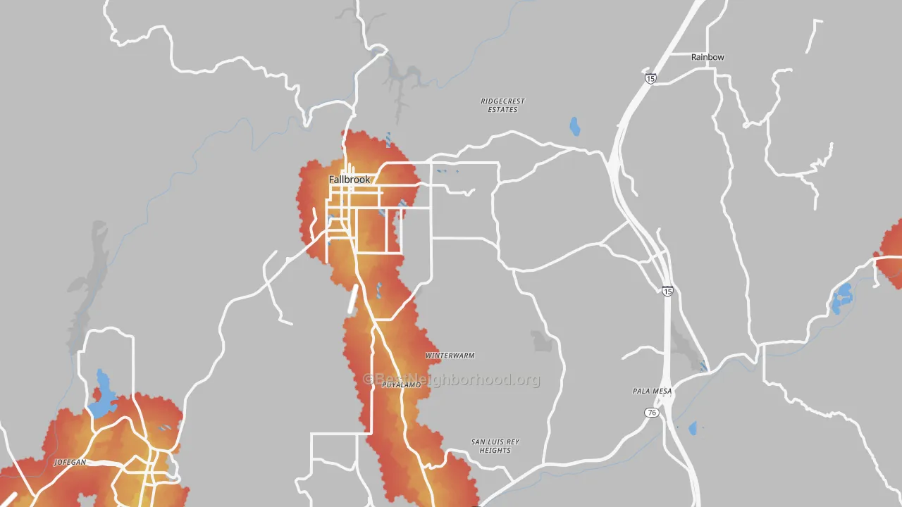 Transit Grade map of 92028, CA