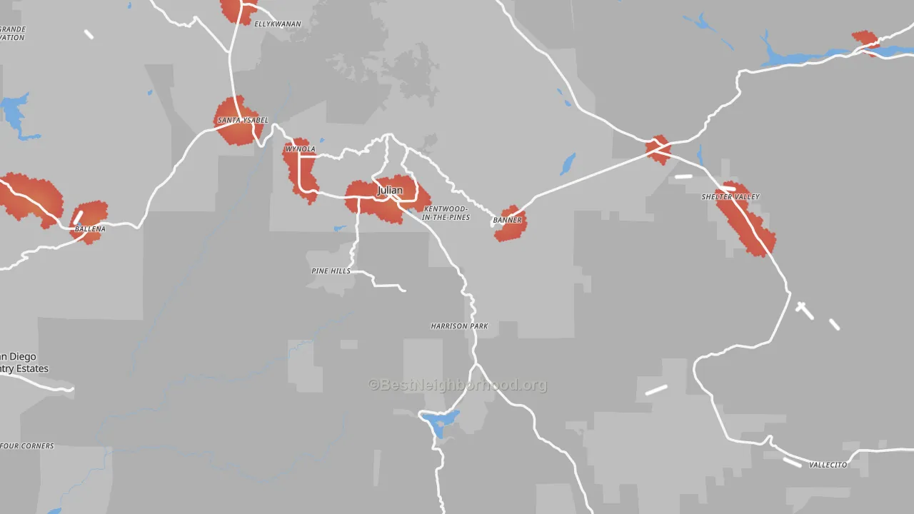 Transit Grade map of 92036, CA