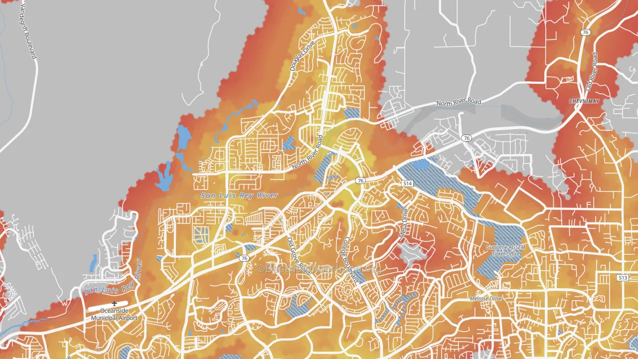 Transit Grade map of 92057, CA