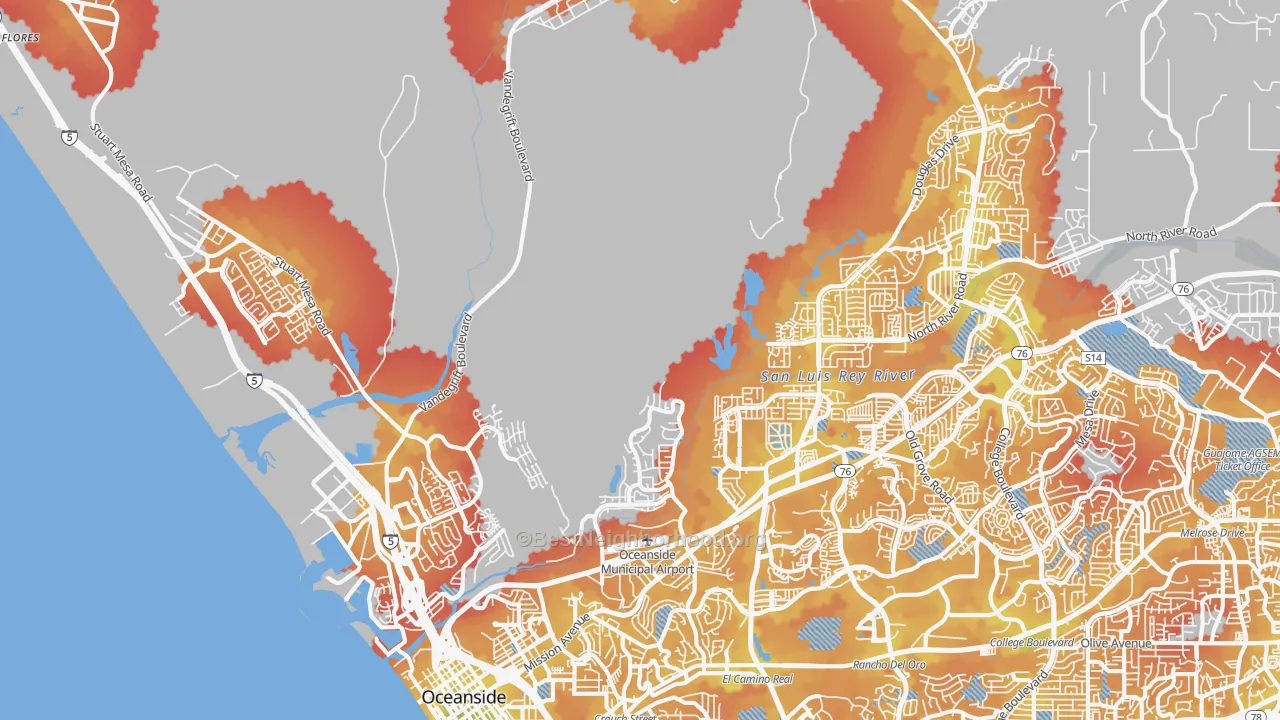Transit Grade map of 92058, CA