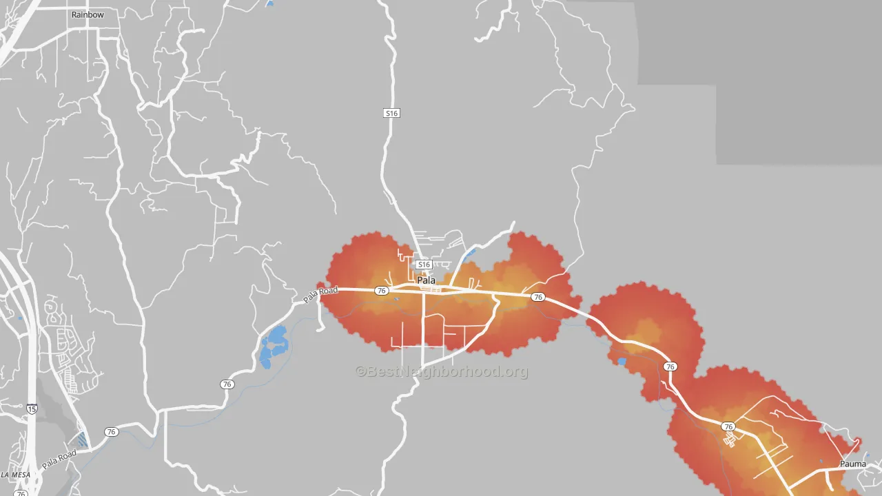 Transit Grade map of 92059, CA