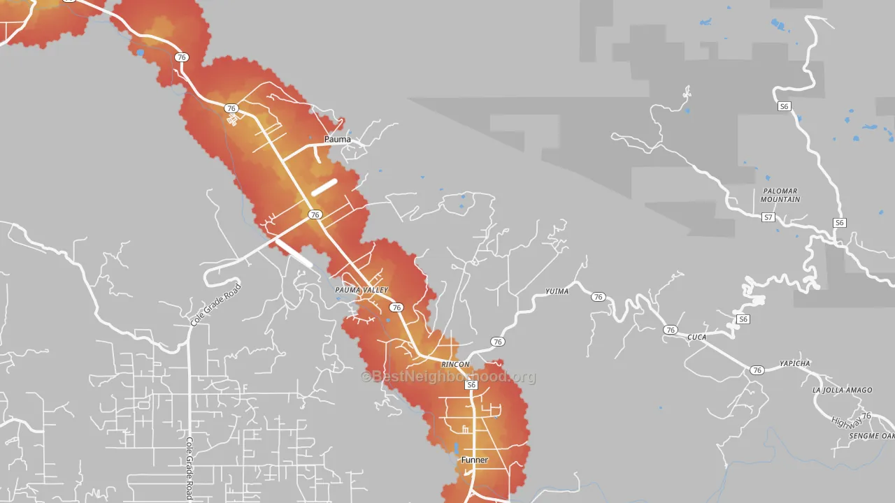 Transit Grade map of 92061, CA