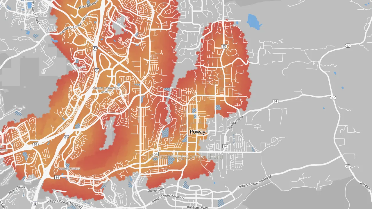 Transit Grade map of 92064, CA