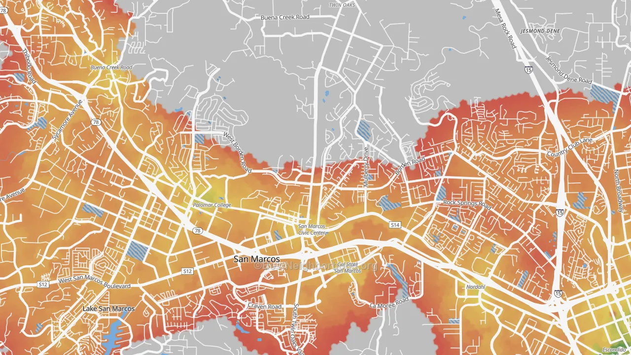 Transit Grade map of 92069, CA