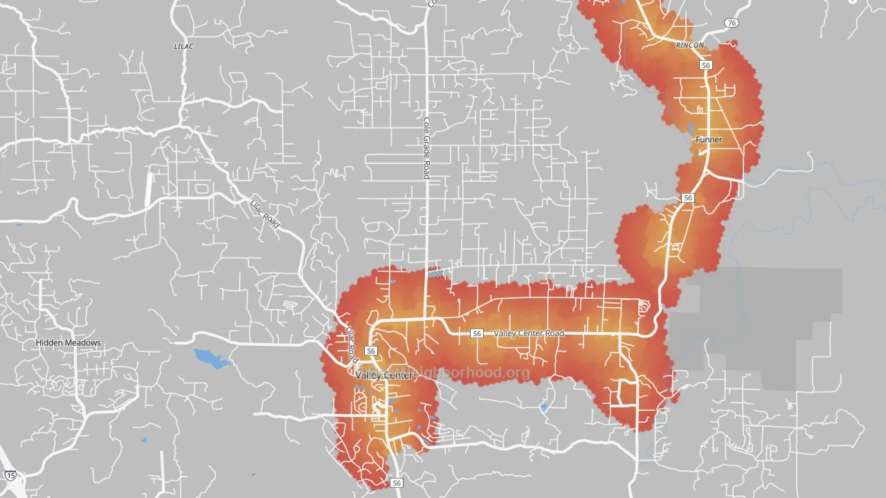 Transit Grade map of 92082, CA