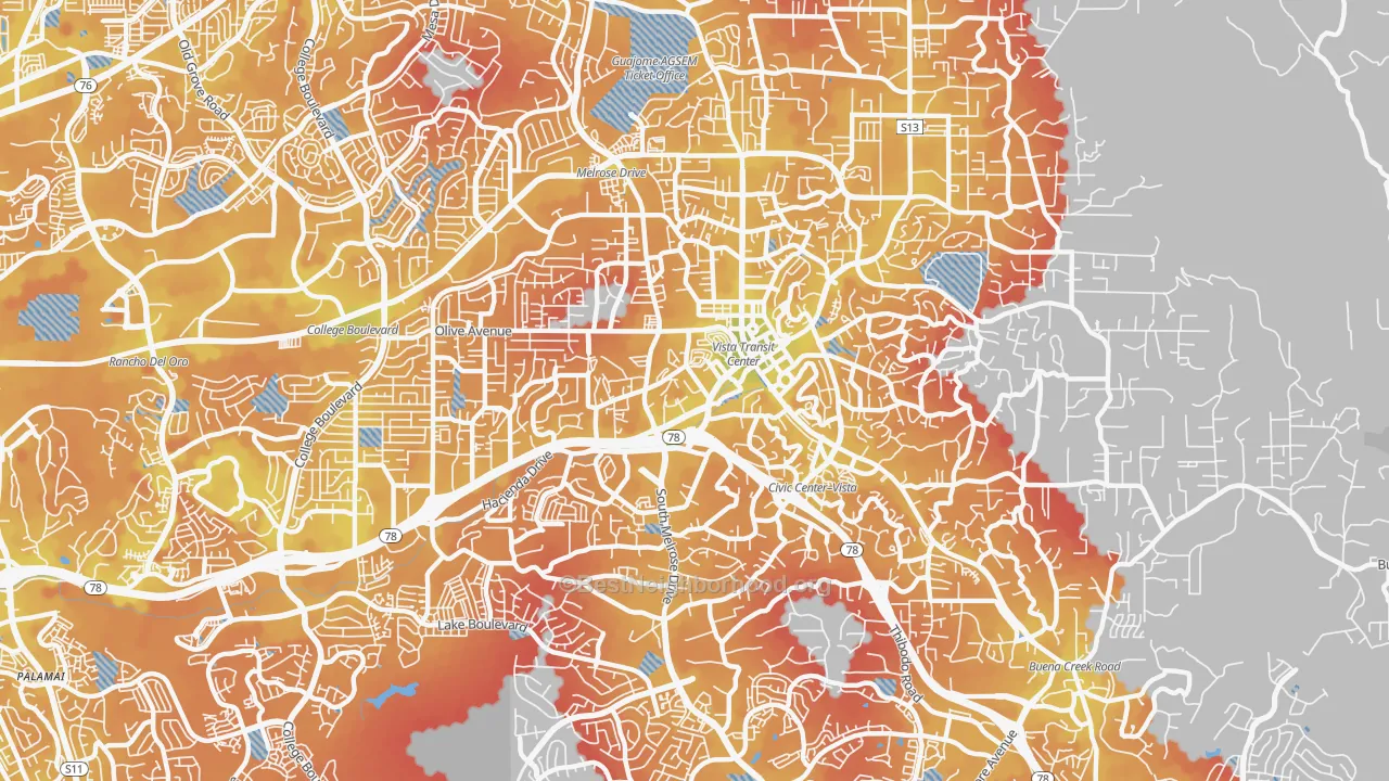 Transit Grade map of 92083, CA