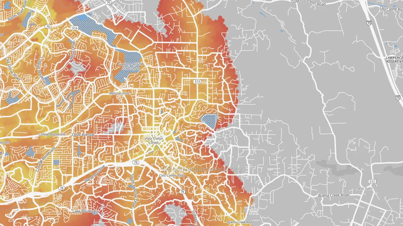 Transit Grade map of 92084, CA