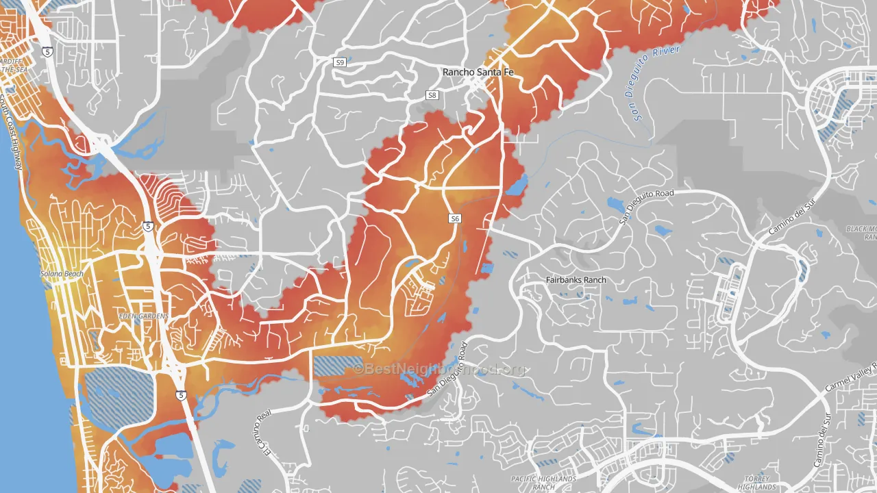 Transit Grade map of 92091, CA