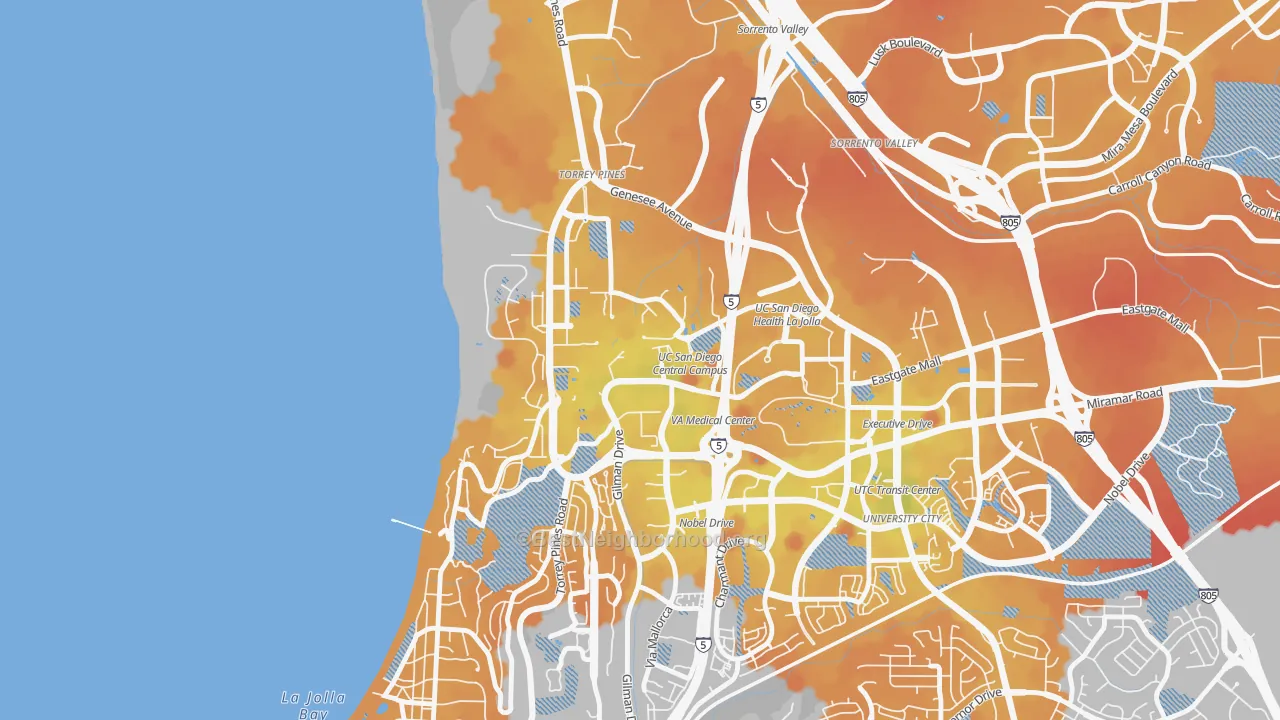 Transit Grade map of 92093, CA