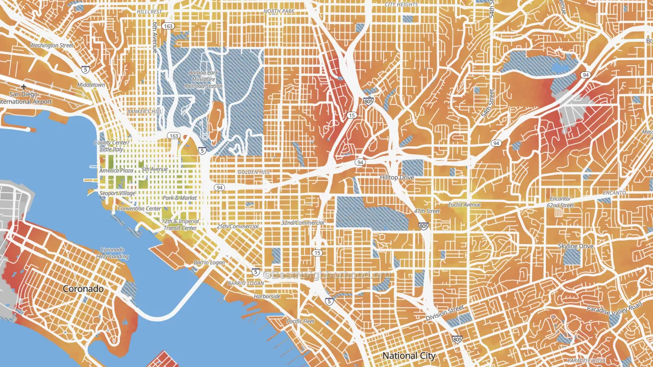 Transit Grade map of 92102, CA