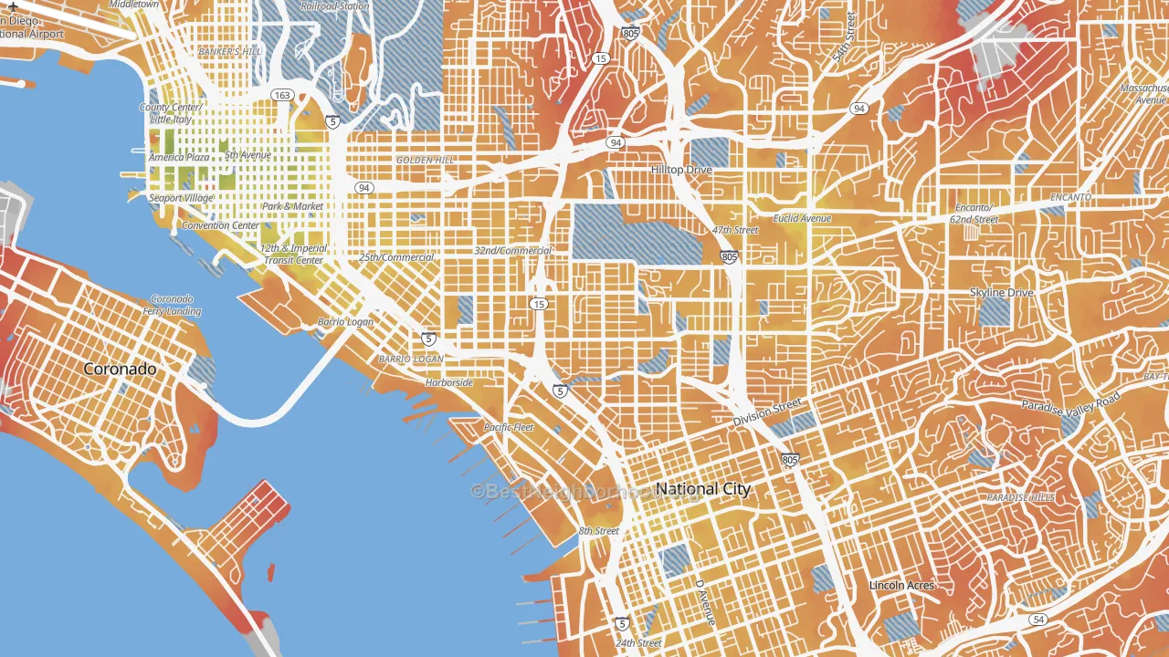 Transit Grade map of 92113, CA