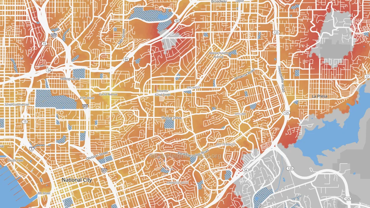 Transit Grade map of 92114, CA