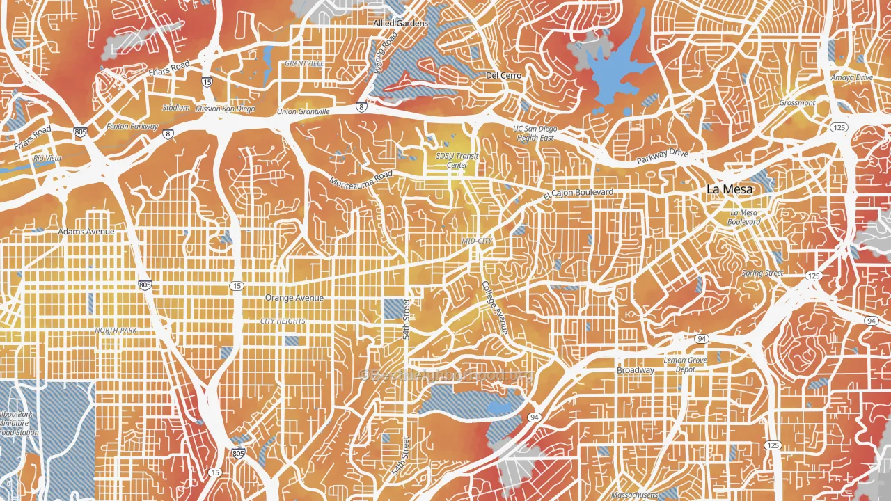 Transit Grade map of 92115, CA