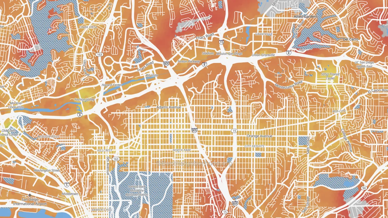 Transit Grade map of 92116, CA