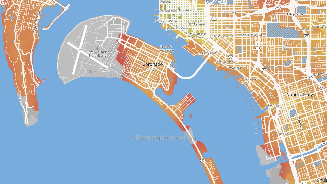 Transit Grade map of 92118, CA