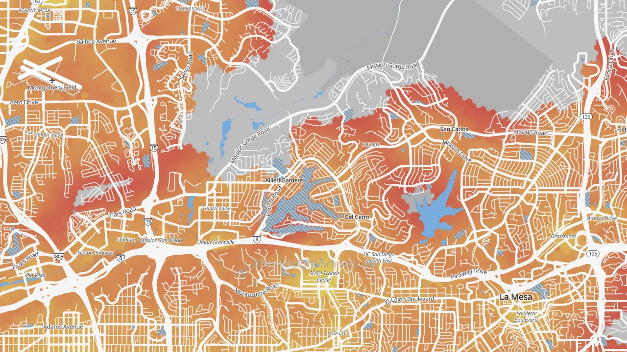 Transit Grade map of 92120, CA