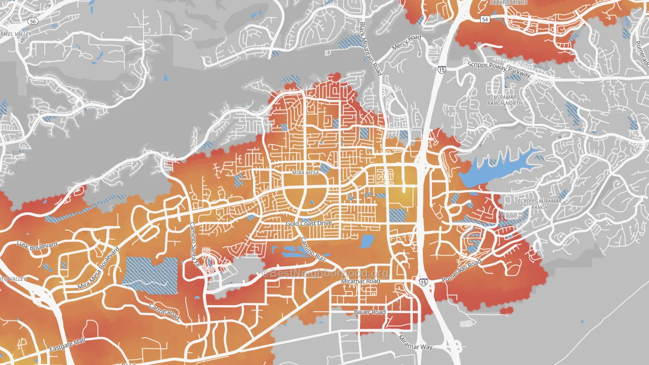 Transit Grade map of 92126, CA
