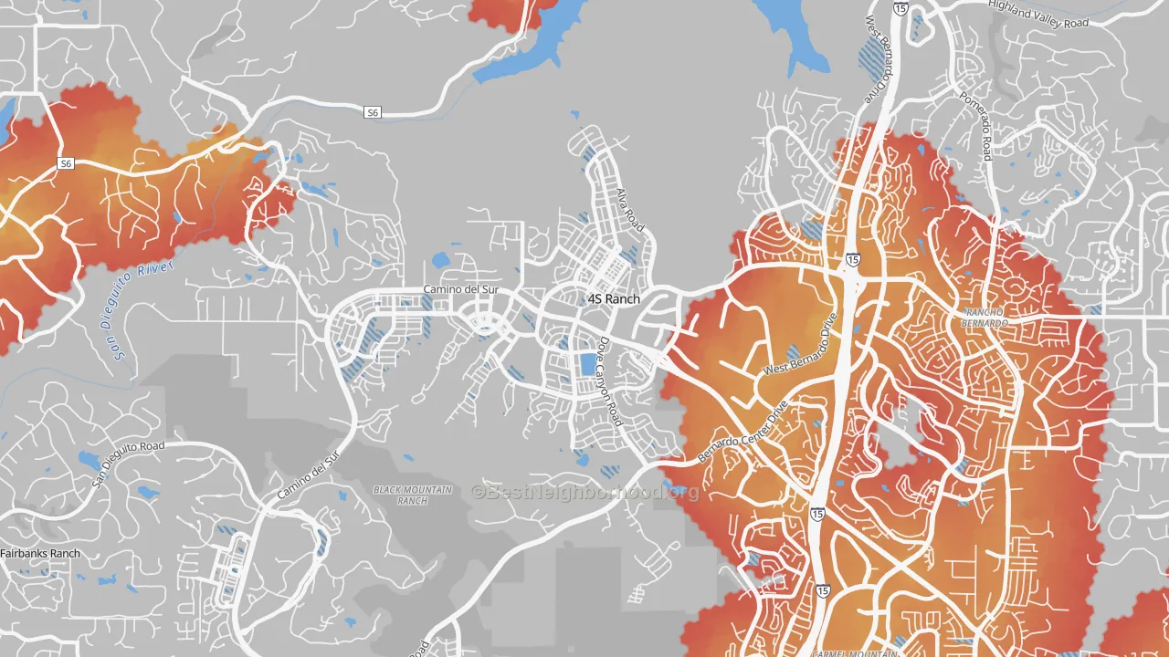 Transit Grade map of 92127, CA