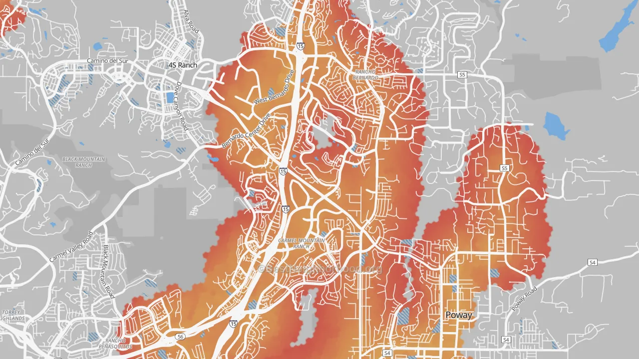 Transit Grade map of 92128, CA