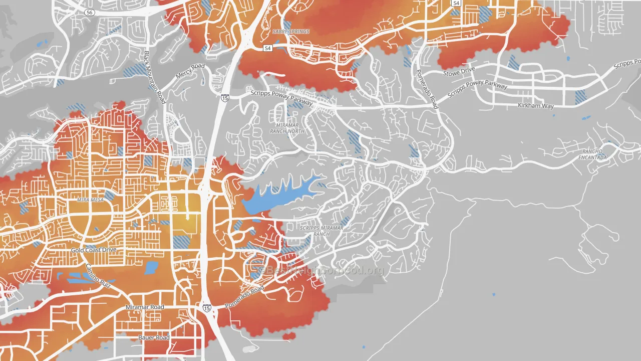 Transit Grade map of 92131, CA