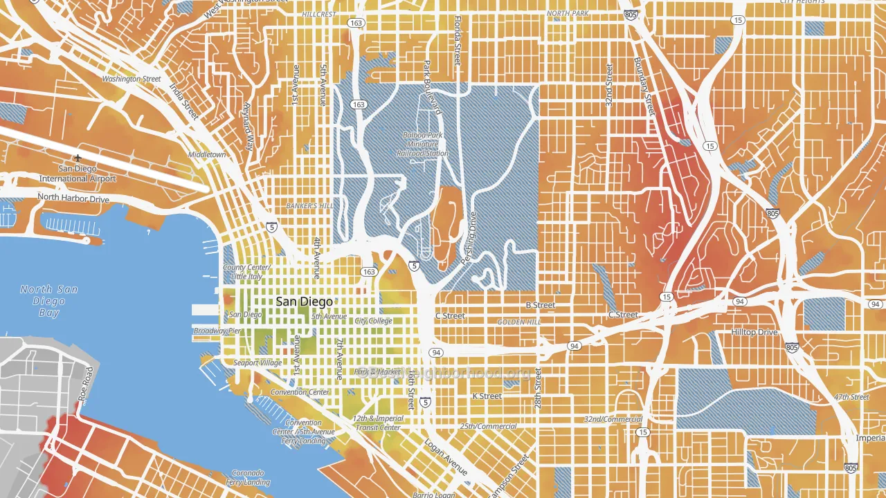 Transit Grade map of 92134, CA