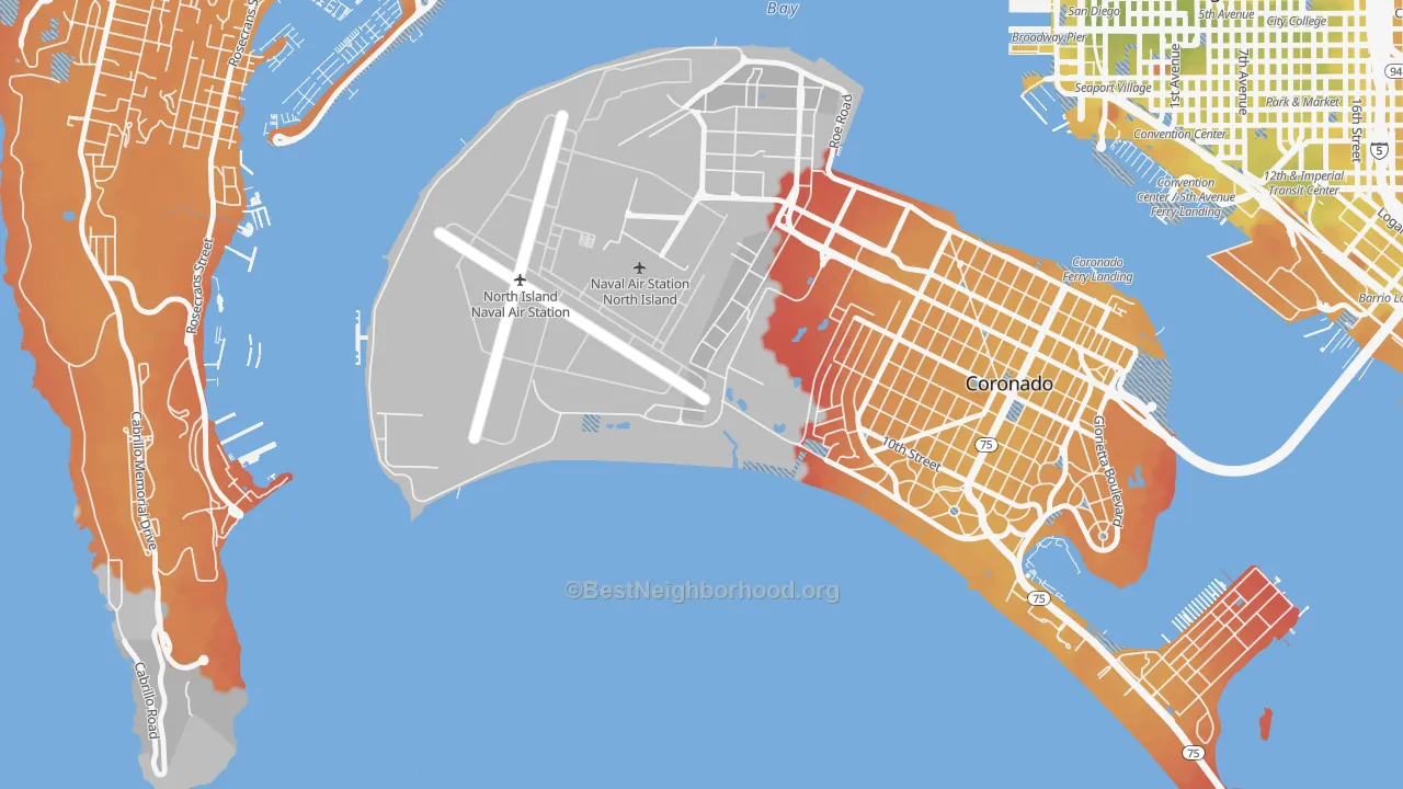 Transit Grade map of 92135, CA