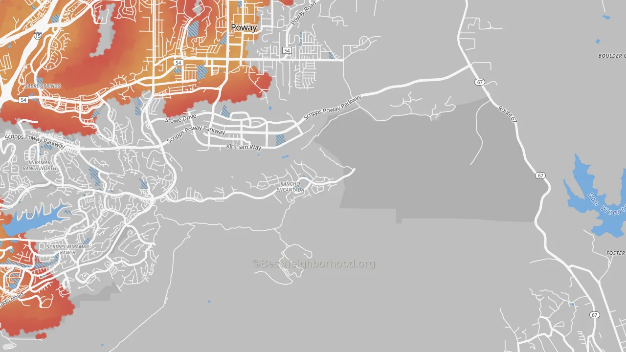 Transit Grade map of 92145, CA