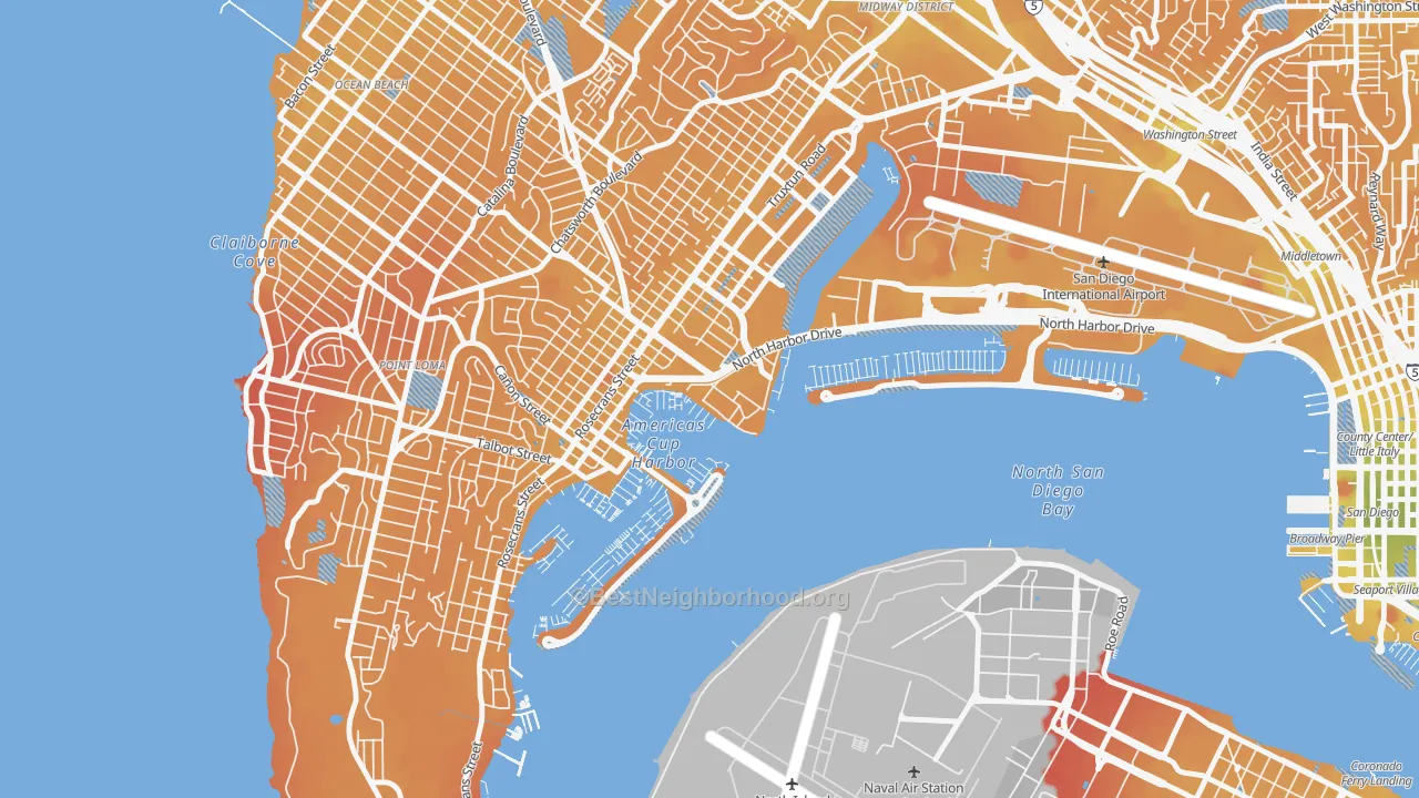 Transit Grade map of 92147, CA