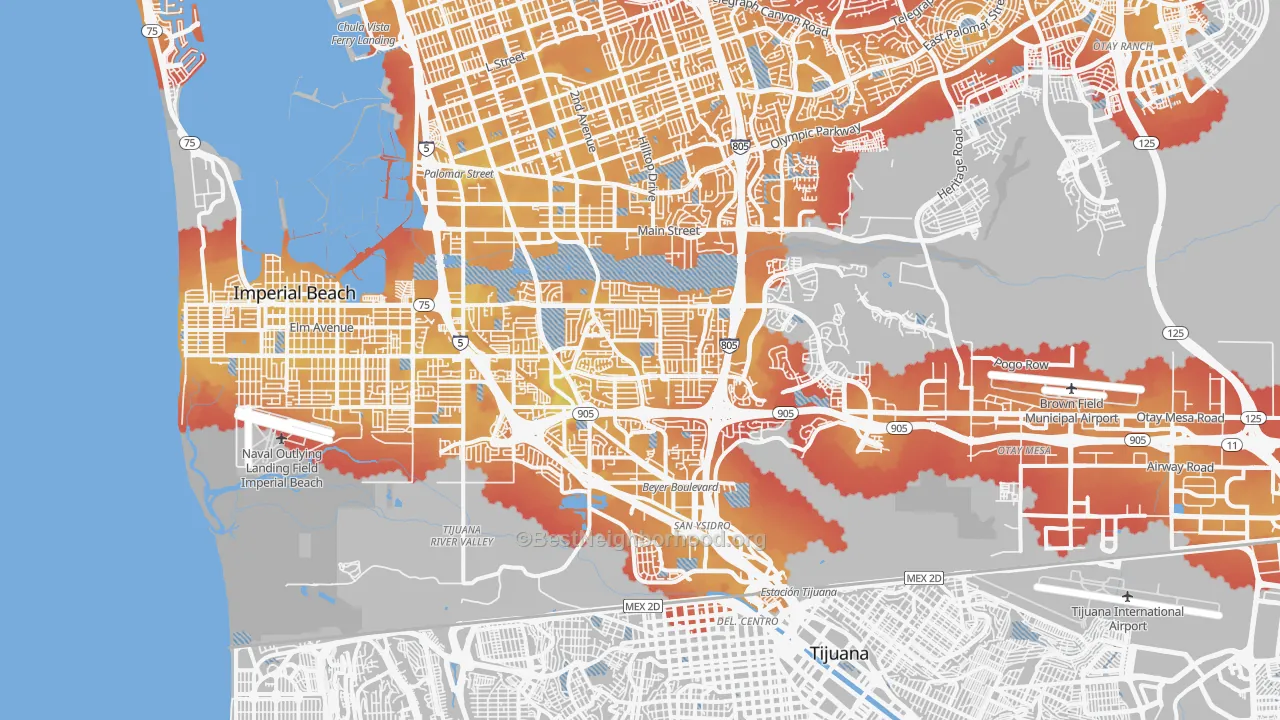 Transit Grade map of 92154, CA