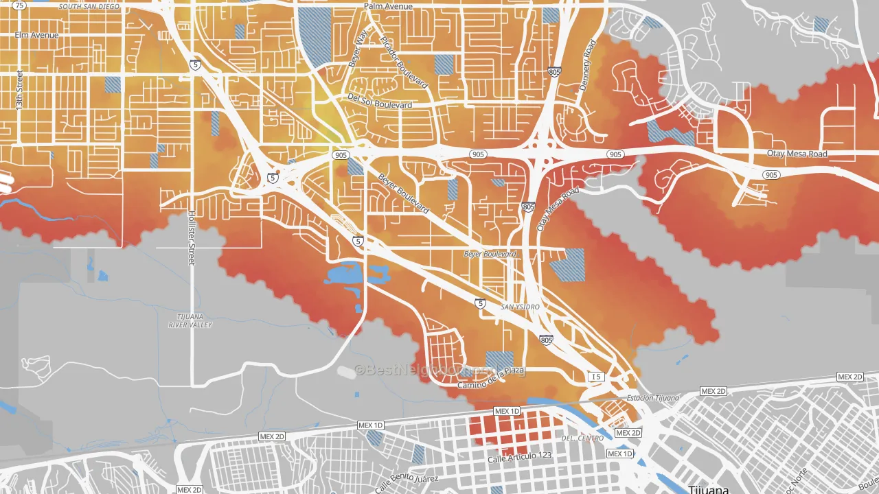 Transit Grade map of 92173, CA
